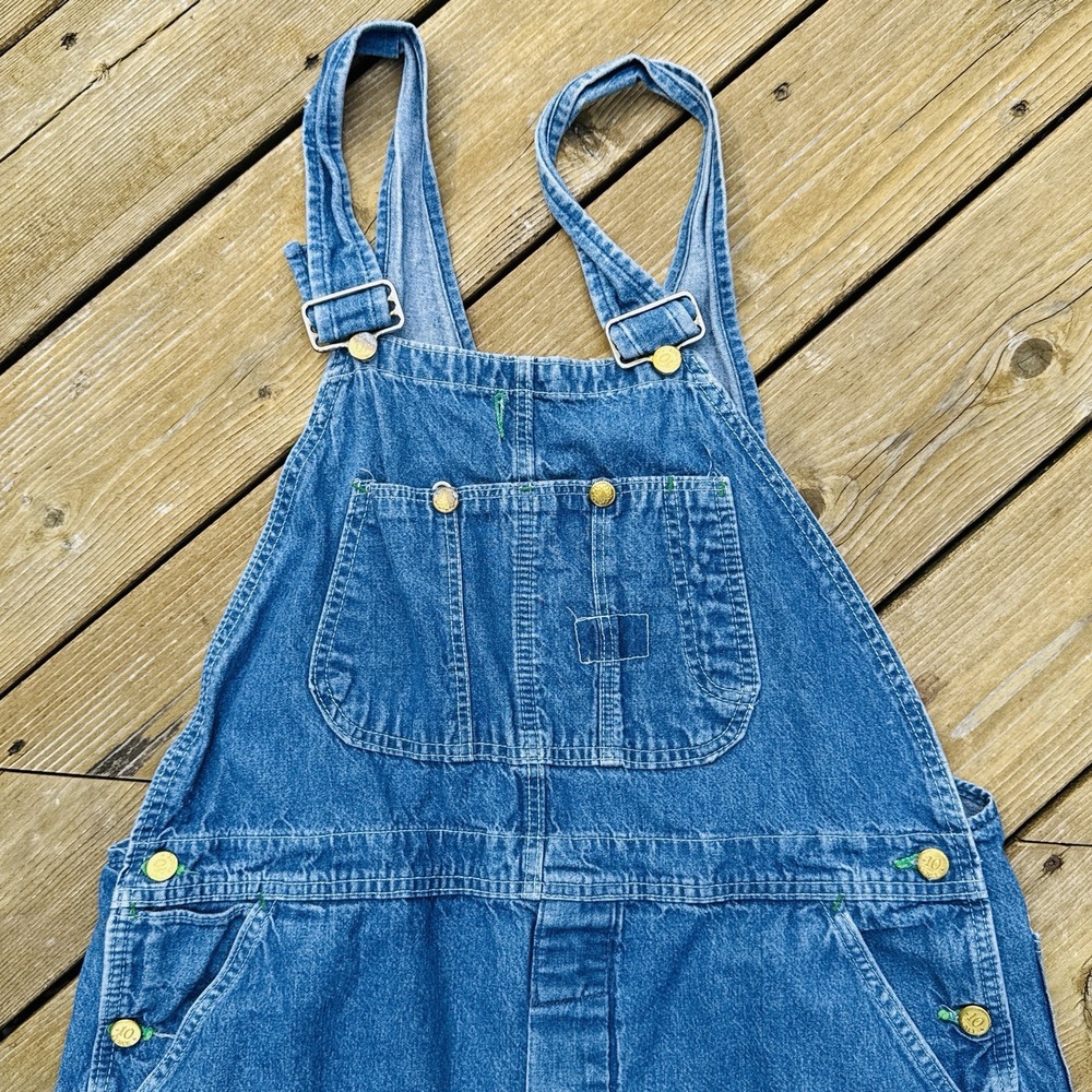 Vintage 10 Ounce Denim Bib Overalls Red White Blue Made USA Size 38